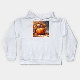 Pumpkin with Flowers Kids Hoodie